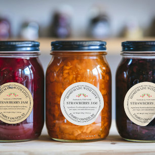 Rustic Kraft Homemade strawberry Jam Product Label