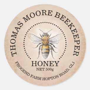 Rustic Kraft Honey Label with Bee   Vintage Honey 