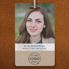 Rustic Kraft ID Card | Modern Photo Employee QR