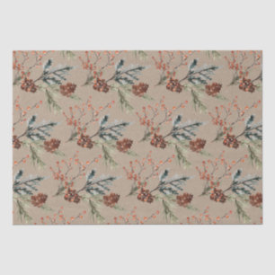 Rustic Kraft Juniper Pine Cones Ilex Berries Tissue Paper
