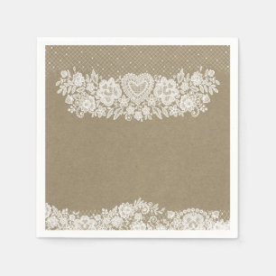 Rustic Kraft & Lace Farmhouse Barn Chic Napkin