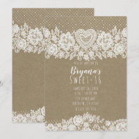 Rustic Kraft  Lace Farmhouse Sweet 16 Birthday
