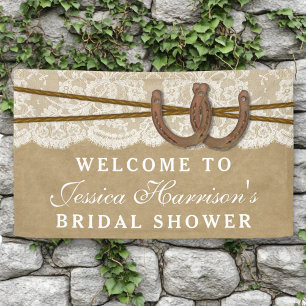 Rustic Kraft & Lace Horseshoe Bridal Shower Banner