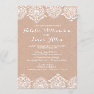 Rustic Kraft Lace Wedding Invitation Invitations
