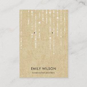 RUSTIC KRAFT LIGHT STRINGS STUD EARRING DISPLAY BU BUSINESS CARD