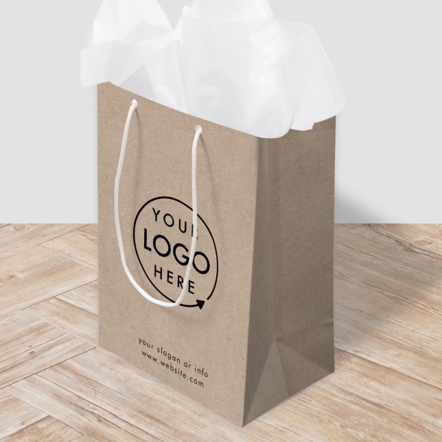 Rustic Kraft Logo | Business Modern Natural Medium Gift Bag (
Rustic Kraft company branded gift bags for small business gifting, brand events & promotional swag.)