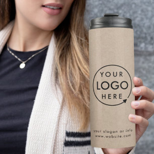Rustic Kraft Logo Business Natural Minimalist Thermal Tumbler