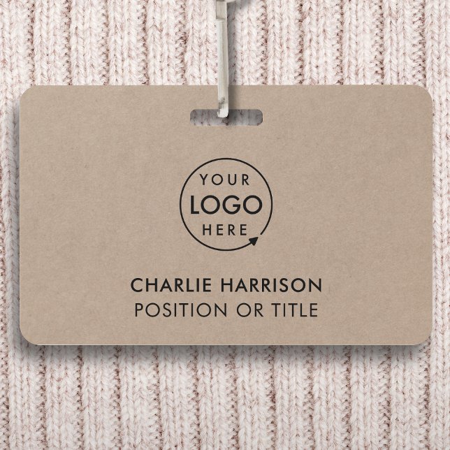 Rustic Kraft Logo | Employee ID Minimalist Staff ID Badge (Creator Uploaded)
