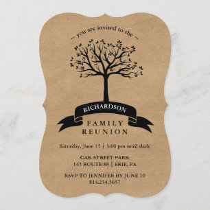 Rustic Kraft Look Family Reunion with Tree Invitation