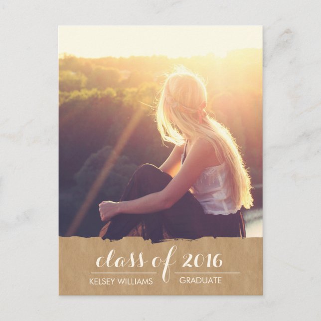 Rustic Kraft Look Photo Graduation Celebration Invitation Postcard (Front)