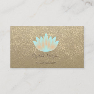 Rustic Kraft,Lotus,Gold Confetti Yoga Instructor Business Card