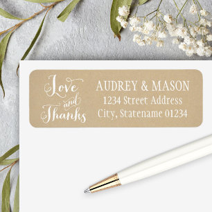 Rustic Kraft Love and Thanks Wedding Address Return Address Label