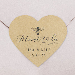 Rustic Kraft Meant to Bee Honey Wedding Favour Heart Sticker