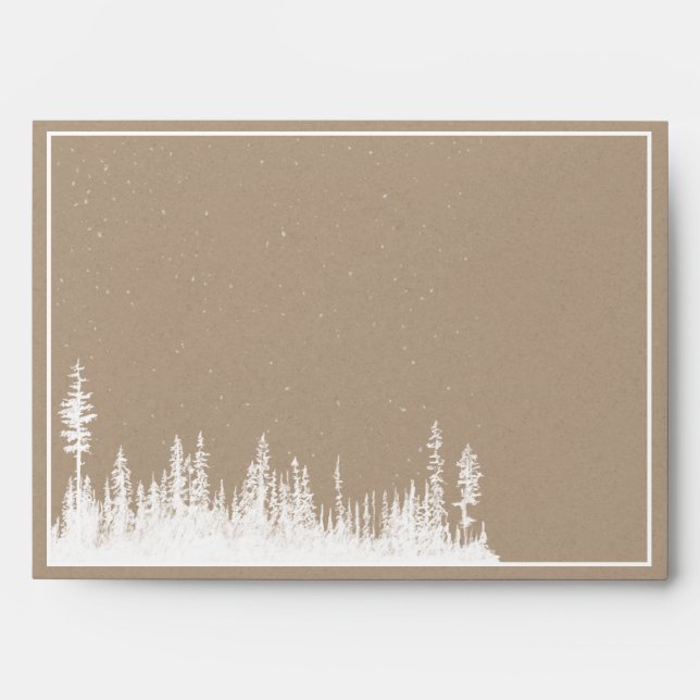 Rustic Kraft Merry Christmas White Woodland Envelope (Front)