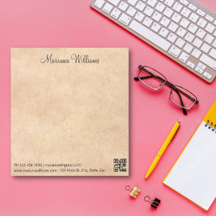 rustic kraft minimalist qr code trendy business notepad