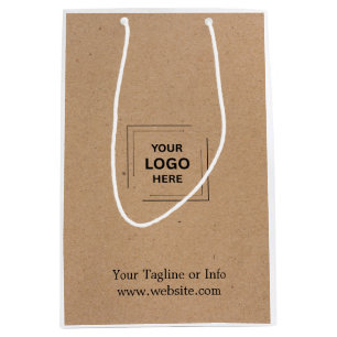Rustic Kraft Modern Medium Gift Bag Business Logo 