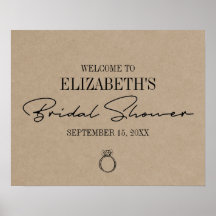 Rustic Kraft Modern Script Bridal Shower Welcome