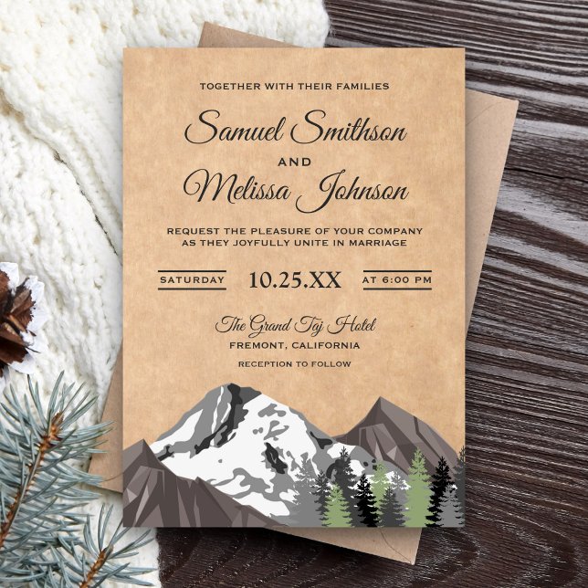 Rustic Kraft Mountain Forest Wedding Invitation (Creator Uploaded)
