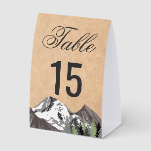 Rustic Kraft Mountain Forest Wedding Table Number