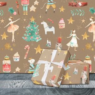 Rustic Kraft Nutcracker Christmas Wrapping Paper