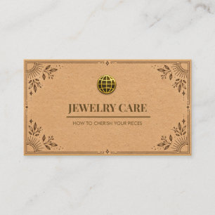 Rustic Kraft Paper Boho Jewellery Care Card
