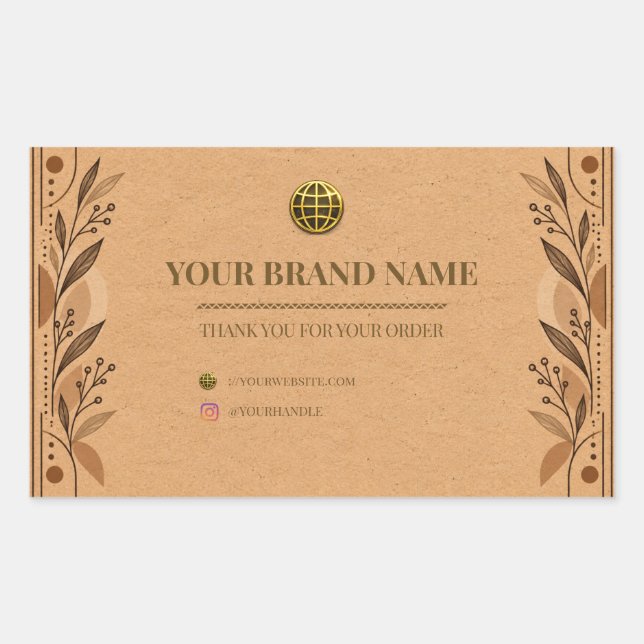 Rustic Kraft Paper Boho Rectangle Box Label (Front)