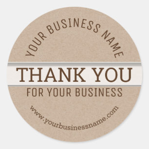 Rustic Kraft Paper Business Thank You Classic Round Sticker
