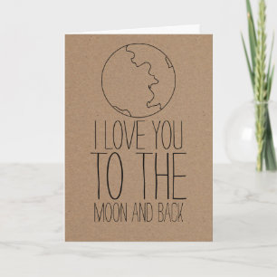 Rustic Kraft Paper Cute Moon Valentines Day Holiday Card