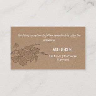 Rustic Kraft Paper Fall Leaves Wedding Insert