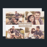 Rustic Kraft Paper Four Photo Collage Frame Save The Date<br><div class="desc">Customisable save the date announcement featuring four-photo college with retro typography.</div>