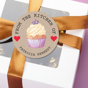 Rustic Kraft Paper From The Kitchen Of Cupcakes Classic Round Sticker