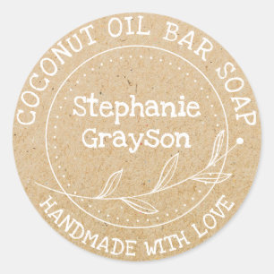 Rustic Kraft Paper Handmade Personalised Classic Round Sticker