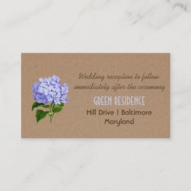 Rustic Kraft Paper Hydrangeas Floral Wedding Enclosure Card (Front)