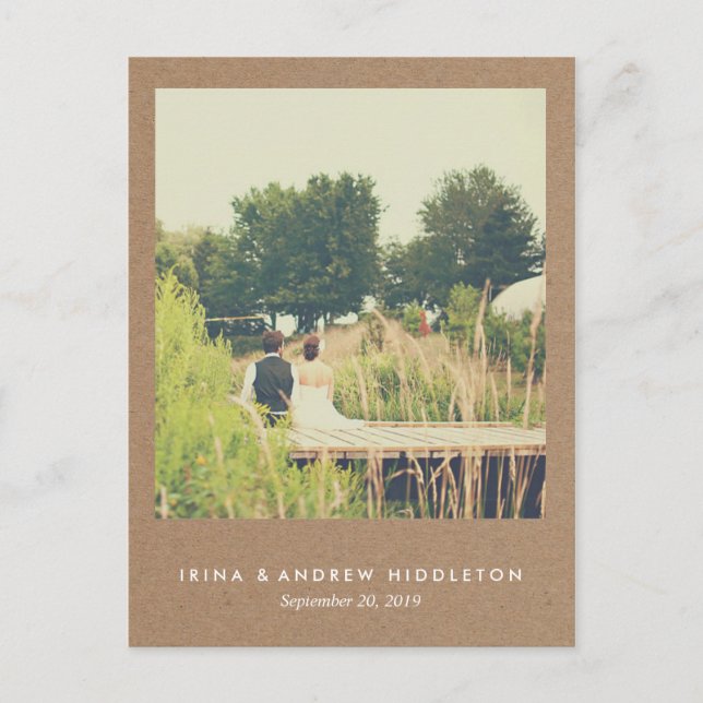 Rustic Kraft Paper Love And Thanks Script Photo Postcard (Front)