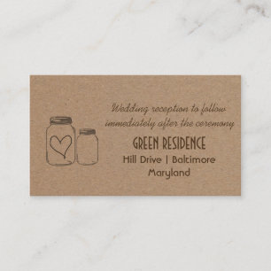 Rustic Kraft Paper Mason Jar Heart Wedding Insert