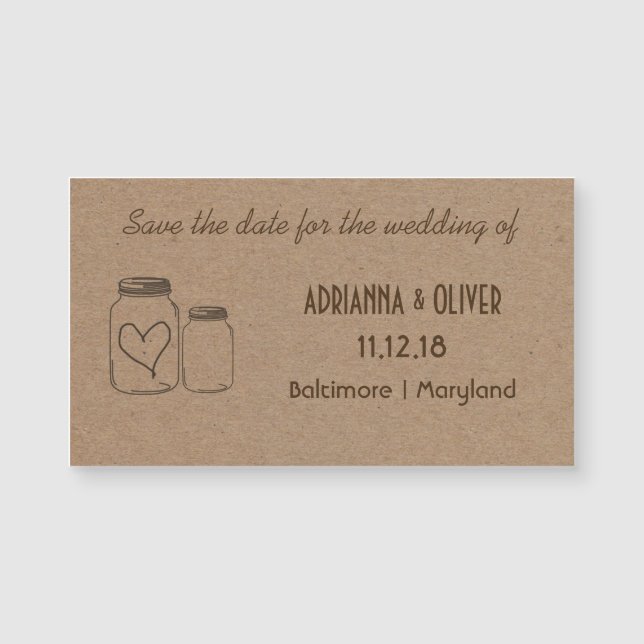 Rustic Kraft Paper Mason Jar Heart Wedding Insert (Front)