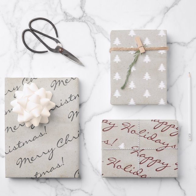 Rustic Kraft Paper Merry Christmas Happy Holidays (Front)