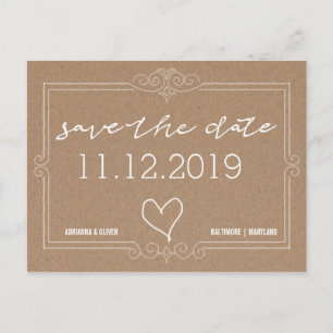 Rustic Kraft Paper Save The Date Typography Announcement Postcard