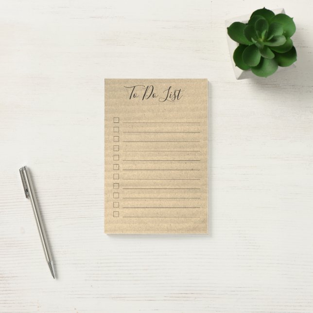 Rustic Kraft Paper Script To Do List Post-it Notes (Office)
