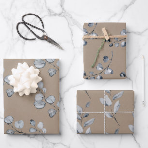 Rustic Kraft Paper Silver Grey Eucalyptus Sprigs