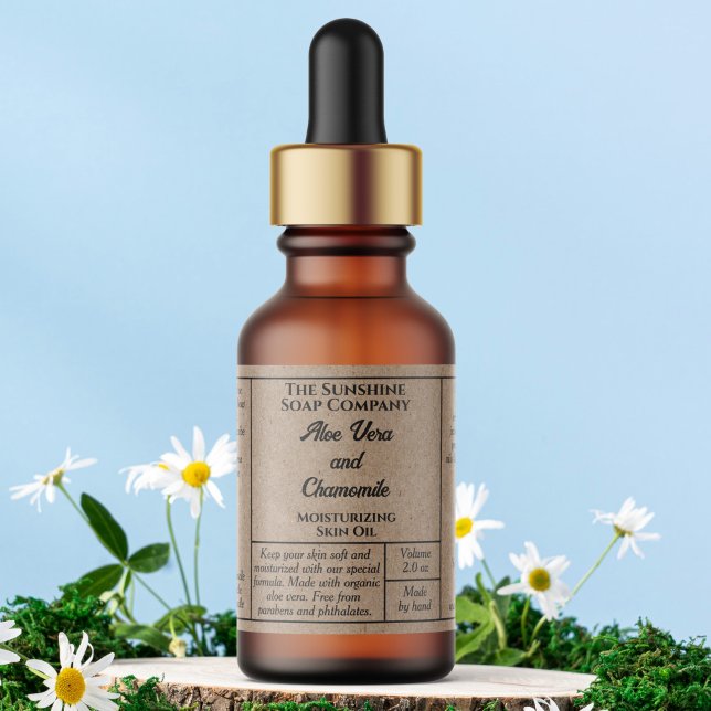 Rustic kraft paper simple dropper bottle label (Creator Uploaded)