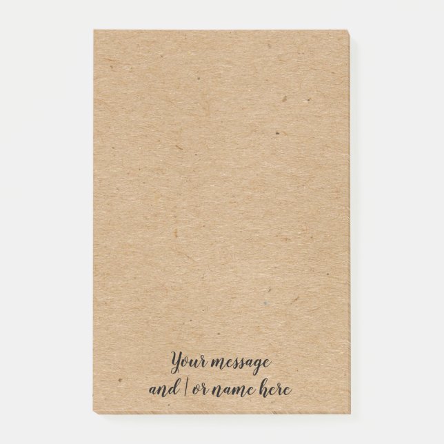 Rustic Kraft paper style personalised Post-it Notes (Front)
