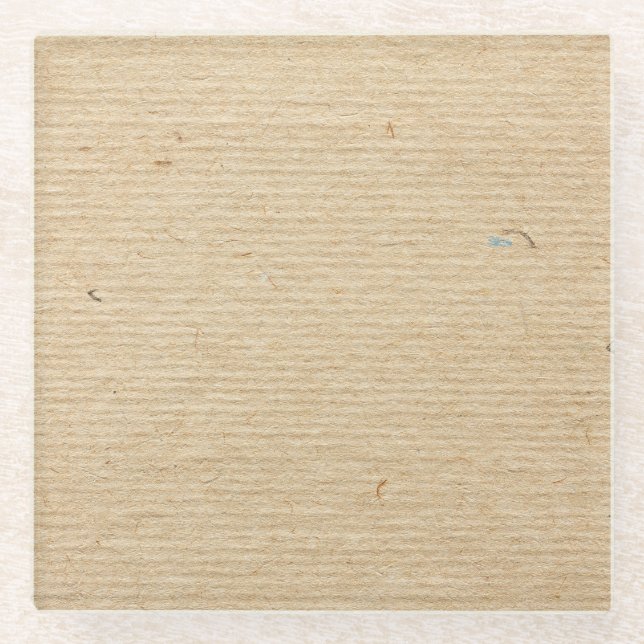 Rustic Kraft Paper: Textured Background. Glass Coaster (Front)