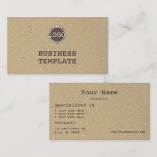 Rustic Kraft Paper Vintage Brown Simply with Logo Business Card