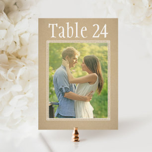 Rustic Kraft Paper Wedding Photo Table Number