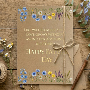 Rustic Kraft Paper Wildflower Father's Day Foil Greeting Card
