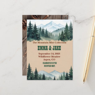 Rustic Kraft Pine Forest Wedding Collection Postcard
