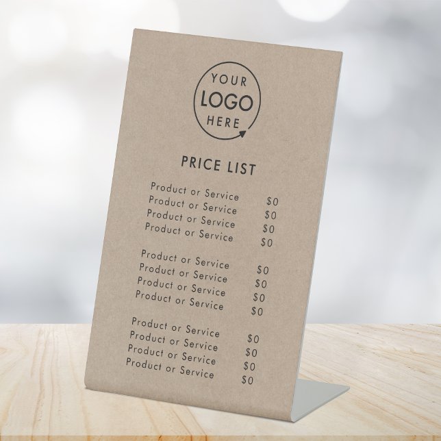 Rustic Kraft Price List | Business Modern Natural Pedestal Sign (Creator Uploaded)