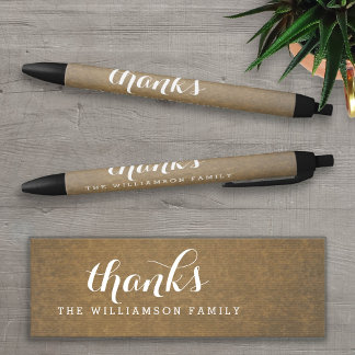 Rustic Kraft Print - Thanks Thanksgiving Family Black Ink Pen