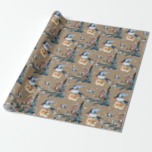 Rustic Kraft Purple Martins Holiday Gift-Giving Wrapping Paper